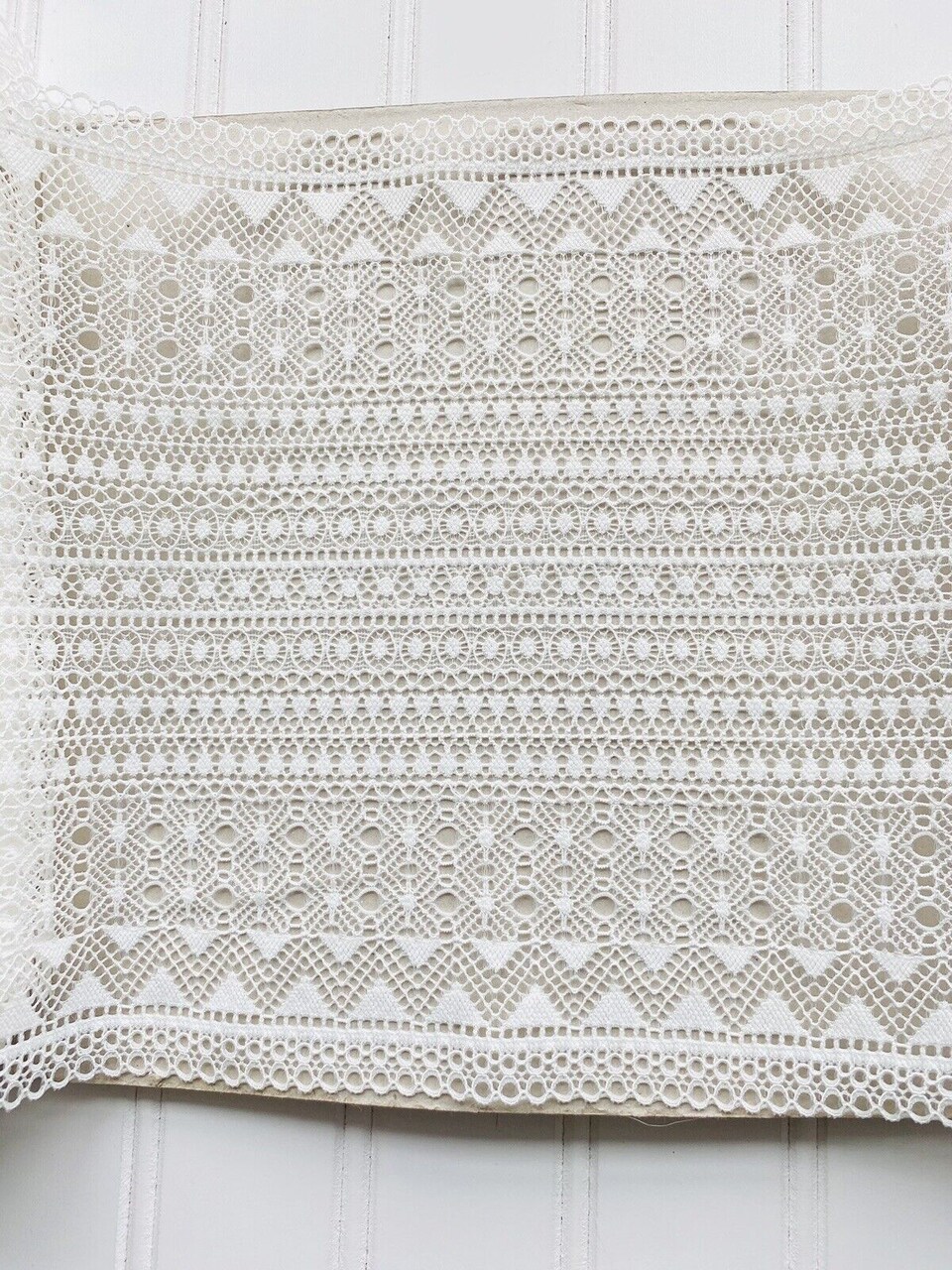 Kitcheniva Stretch Bright White Eyelet Stripe Lace Trim Sewing Crafts